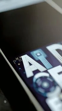Finger above patterned AI letters Stock Photos