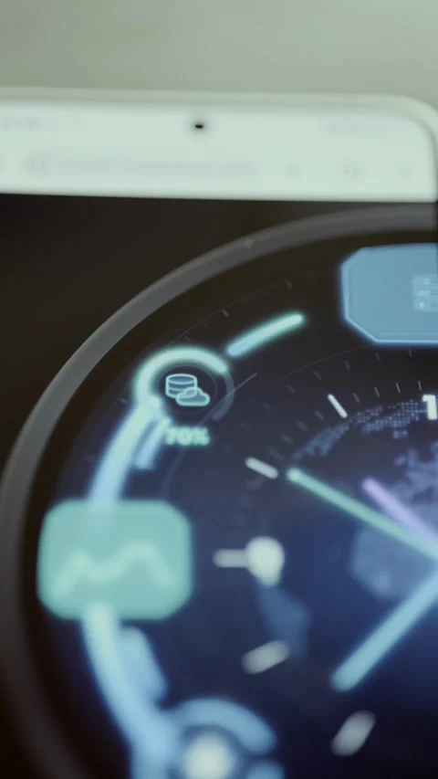 Finger Activating Data Analytics Interface on Mobile Screen Stock Footage 341872842