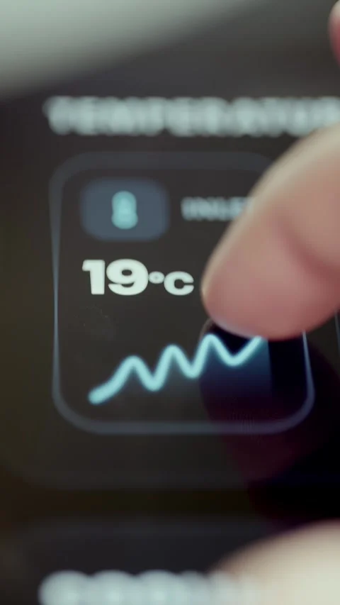 Finger Adjusting Data Center Temperature Control At Nineteen Degrees 4K Stock Footage 341359227
