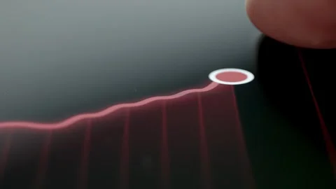 Finger Adjusting Red Cost Trend Line At Highlighted Endpoint 4K Stock Footage 341345226