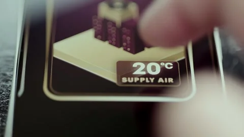 Finger Adjusting Supply Air Temperature At Twenty Degrees 4K Stock Footage 341358215