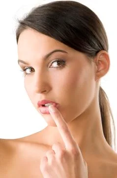 The finger and lips Stock Photos