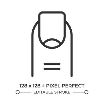 Finger and nail pixel perfect line icon Stock Illustration