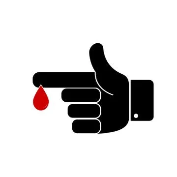 Finger with blood drop Stock Illustration