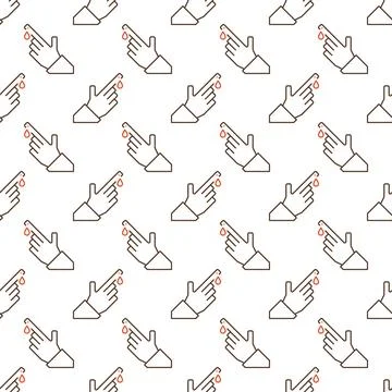 Finger Blood Test vector linear seamless pattern 스톡 일러스트