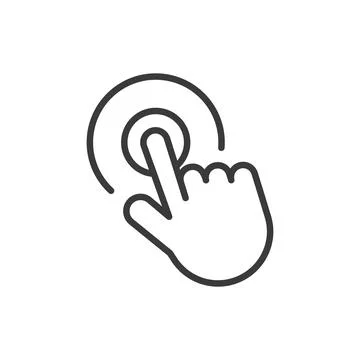 Finger on the button, icon in line design. Finger, button, press, hand, click イラスト素材