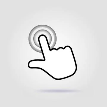 Finger click icon on gray background with soft shadow Stockillustratie