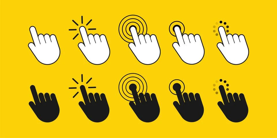 Finger click icon vector. Hand click icon. Push touch screen. Vector stock Illustrazione stock