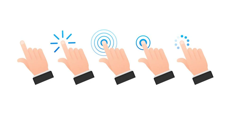 Finger click icon vector. Hand click icon. Push touch screen. Vector stock Stock Illustration