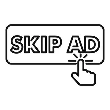 Finger clicking skip ad button, avoiding online advertisement Stock Illustration
