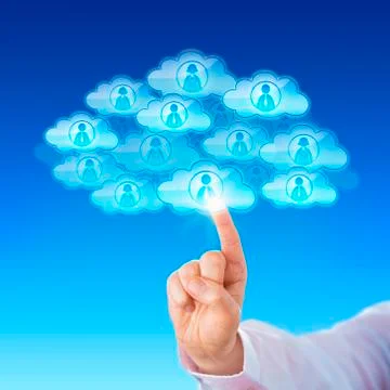 Finger Contacting Workforce Via Cloud Stock Illustration