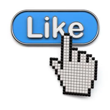 Finger cursor on like button 3D Stock Illustration