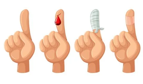 Finger with cut and bandages Stock Illustration