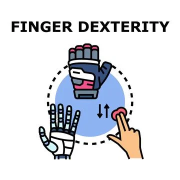 Finger dexterity developing robotic and human hands Stock Illustration