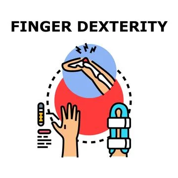 Finger dexterity testing and hand injury rehabilitation process Stock Illustration