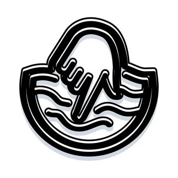 Finger dipping into water testing liquid temperature Stock Illustration