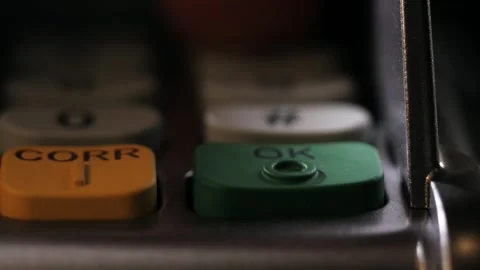 Finger Entering Pin Code And Pressing OK Button Video stock 328483386