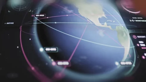Finger explores interactive global orbit map 库存影片 342497974