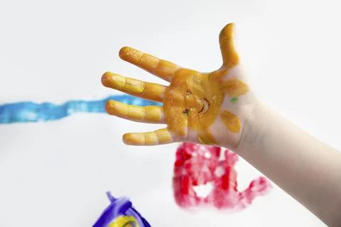Finger, fingerpaint, child, house, spring, summer, sun, grass, draw, childhood, Stock Photos