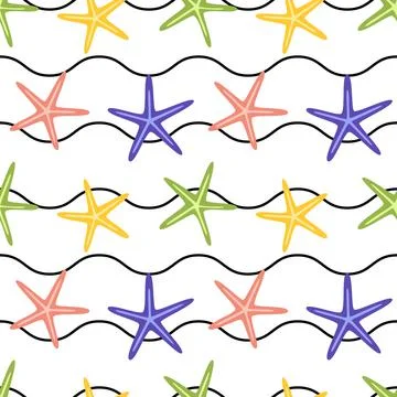 Finger fish seamless pattern. Flat, cartoon, vector イラスト素材
