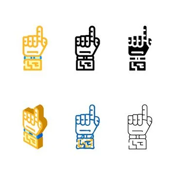 Finger forms robot hand gesture color icon vector 库存插图