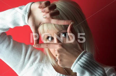Finger frame focus Stock Photos