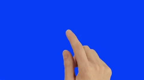 Finger gestures in blue screen chroma key Video stock 51385475
