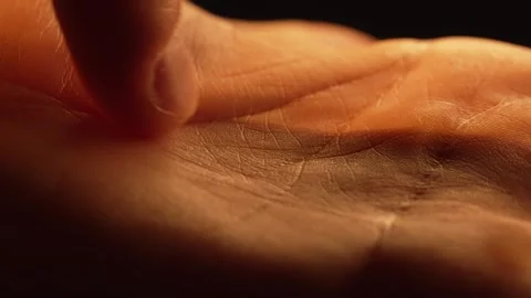 Finger Gliding Across Palm Texture Stock Footage 312475014