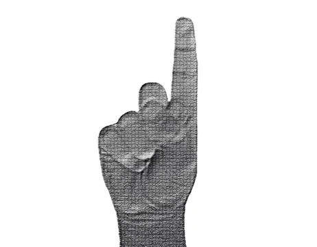 Finger-up hand on white Illustrazione stock
