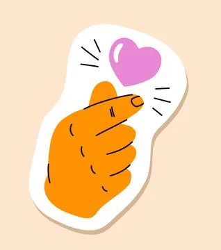 Finger heart hand sign. Vector illustration Stock Illustration