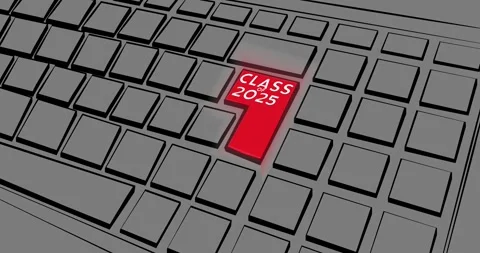 Finger hitting Class of 2025 key on keyboard Video stock 308430648