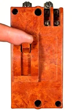 The finger including the power switch Stock Photos