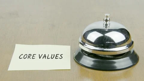 Finger Index Ringing Bell with Core Values Text or Word on Yellow Note Paper Stock Footage 300859894