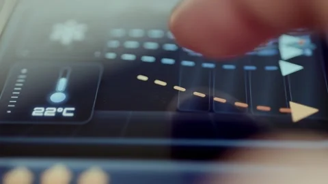 Finger Interacting With Cooling Trend Graph And Control Sliders 4K Stock Footage 341357620