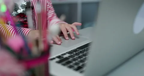 Finger kid touch on touch-pad, play game or education concept. Stock Footage 194457374