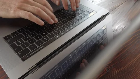 Finger on laptop keyboard with dynamic movement. Stock Footage 109181580
