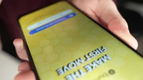 Finger Launch Bumble Dating App on Smartphone Screen Stock Footage 270818046