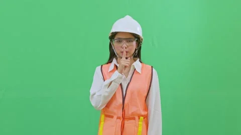 Finger on Lips Be Quiet Silent Area Protocol Female Worker Stock-Footage 331864258