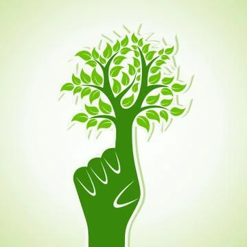 Finger make Abstract Tree Design - vector illustration Stock Illustration