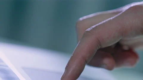 Finger of man uses touchpad to work on modern laptop Stock Footage 229722958