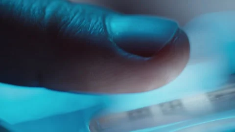 Finger of a man who presses the button of a slot machine in a casino Stock Footage 253900218