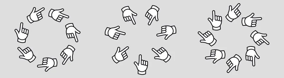 Finger mouse pointer circle frame. Click here round border Stock Illustration