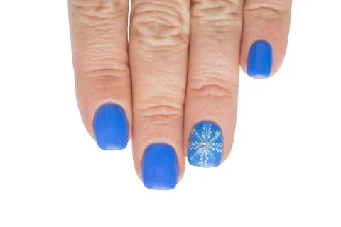 Finger nail with winter pattern Stock Photos