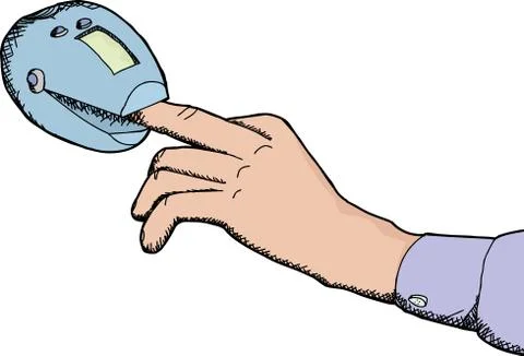 Finger in oximeter Stock Illustration