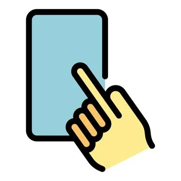 Finger phone icon vector flat Stock Illustration