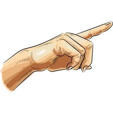 Finger point hand vector pop art sign on white Stock Illustration