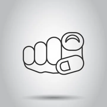 Finger point icon in flat style. Hand gesture vector illustration on white is Stock Illustration
