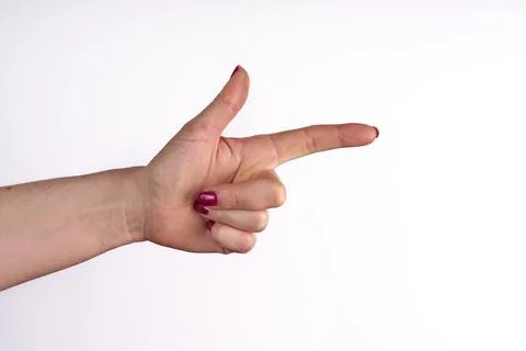Finger point isolated white background Stock Photos