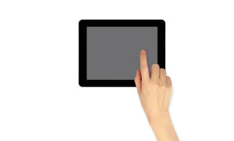 Finger point on touch screen email communication Stock Photos