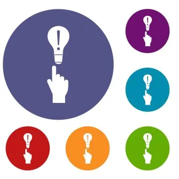 A finger pointer and light bulb icons set Stock Illustration